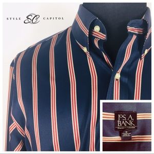 Jos A Bank Men's Blue Red Gray Buttoned Shirt M